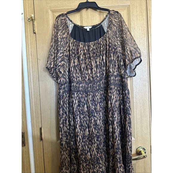 Terra & Sky Women's Plus Size Smocked Mesh Dress Size 4X (28W-30W) - Picture 7 of 16